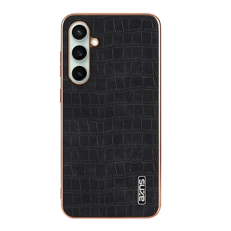 AZNS For Samsung Galaxy S24 FE Case Electroplating Crocodile Texture PU+TPU Phone Cover