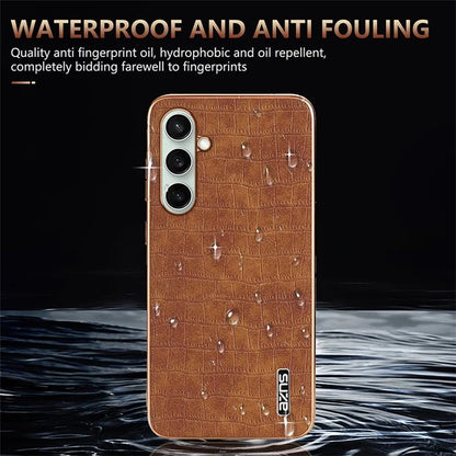 AZNS For Samsung Galaxy S24 FE Case Electroplating Crocodile Texture PU+TPU Phone Cover