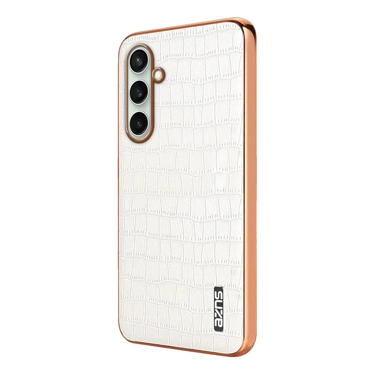 AZNS For Samsung Galaxy S24 FE Case Electroplating Crocodile Texture PU+TPU Phone Cover