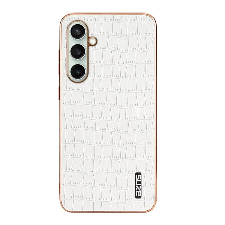 AZNS For Samsung Galaxy S24 FE Case Electroplating Crocodile Texture PU+TPU Phone Cover