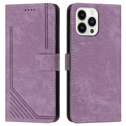 For iPhone 16 Pro Case Lines Pattern Skin-Touch Phone Leather Cover