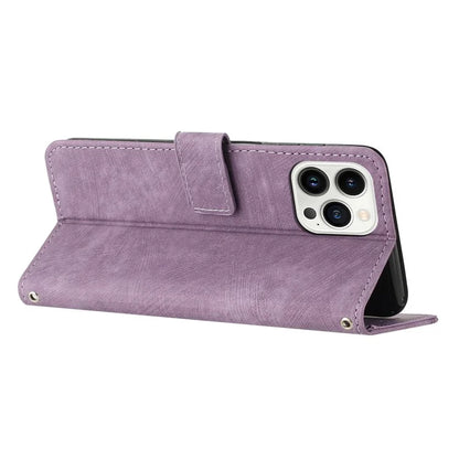 For iPhone 16 Pro Case Lines Pattern Skin-Touch Phone Leather Cover