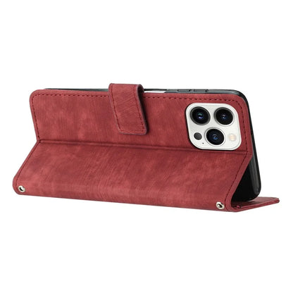 For iPhone 16 Pro Case Lines Pattern Skin-Touch Phone Leather Cover