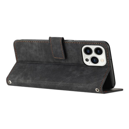 For iPhone 16 Pro Case Lines Pattern Skin-Touch Phone Leather Cover
