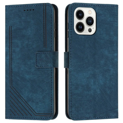 For iPhone 16 Pro Case Lines Pattern Skin-Touch Phone Leather Cover
