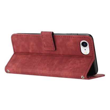 For iPhone SE (2024) Case Lines Pattern Skin-Touch Leather Wallet Phone Cover