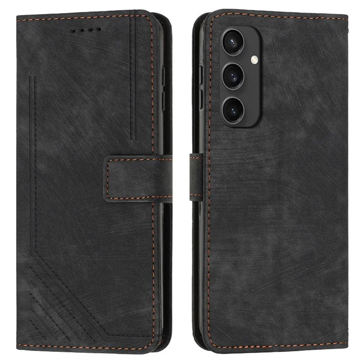 For Samsung Galaxy S24 FE Case Lines Pattern Full Protection Leather Flip Phone Cover