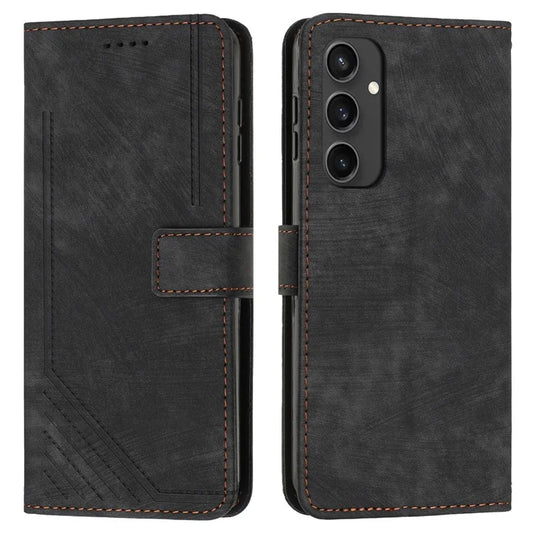 For Samsung Galaxy S24 FE Case Lines Pattern Full Protection Leather Flip Phone Cover
