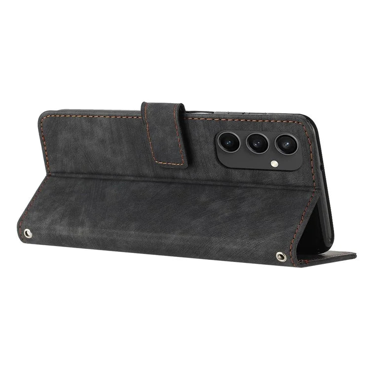 For Samsung Galaxy S24 FE Case Lines Pattern Full Protection Leather Flip Phone Cover