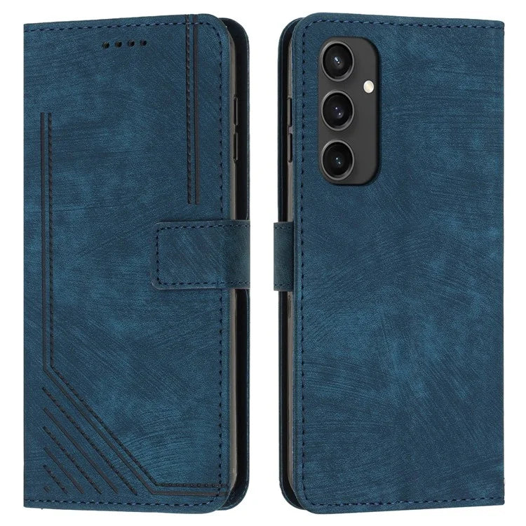For Samsung Galaxy S24 FE Case Lines Pattern Full Protection Leather Flip Phone Cover