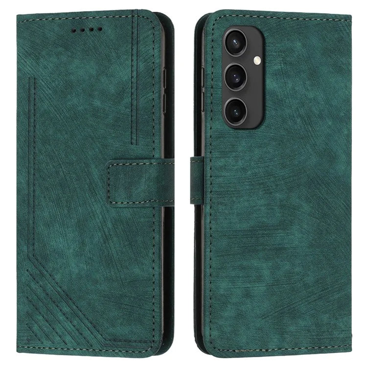 For Samsung Galaxy S24 FE Case Lines Pattern Full Protection Leather Flip Phone Cover