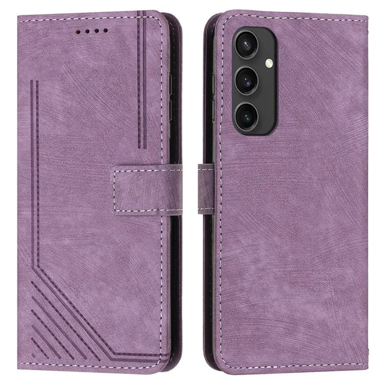 For Samsung Galaxy S24 FE Case Lines Pattern Full Protection Leather Flip Phone Cover