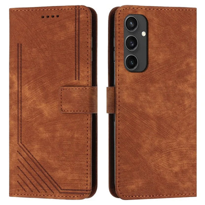For Samsung Galaxy S24 FE Case Lines Pattern Full Protection Leather Flip Phone Cover