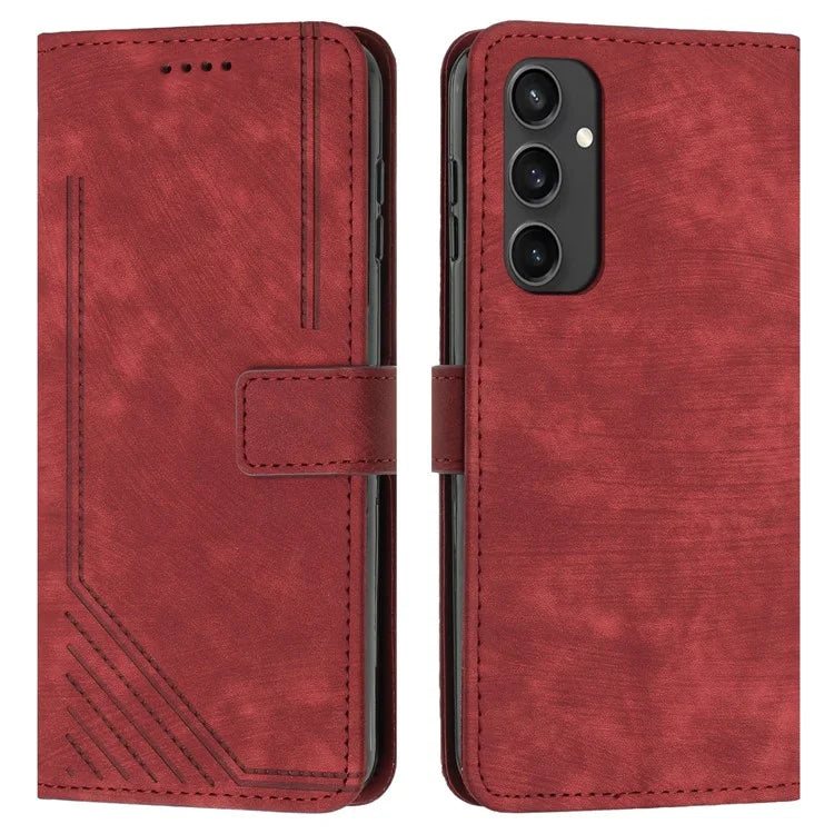 For Samsung Galaxy S24 FE Case Lines Pattern Full Protection Leather Flip Phone Cover