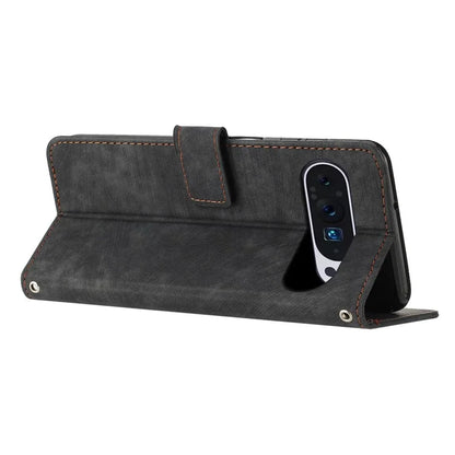 For Google Pixel 9 Pro XL Case Lines Imprinted Folio Flip Leather Phone Cover