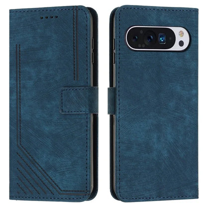 For Google Pixel 9 / Pixel 9 Pro Case Lines Leather Skin-Touch Phone Cover Stand Function