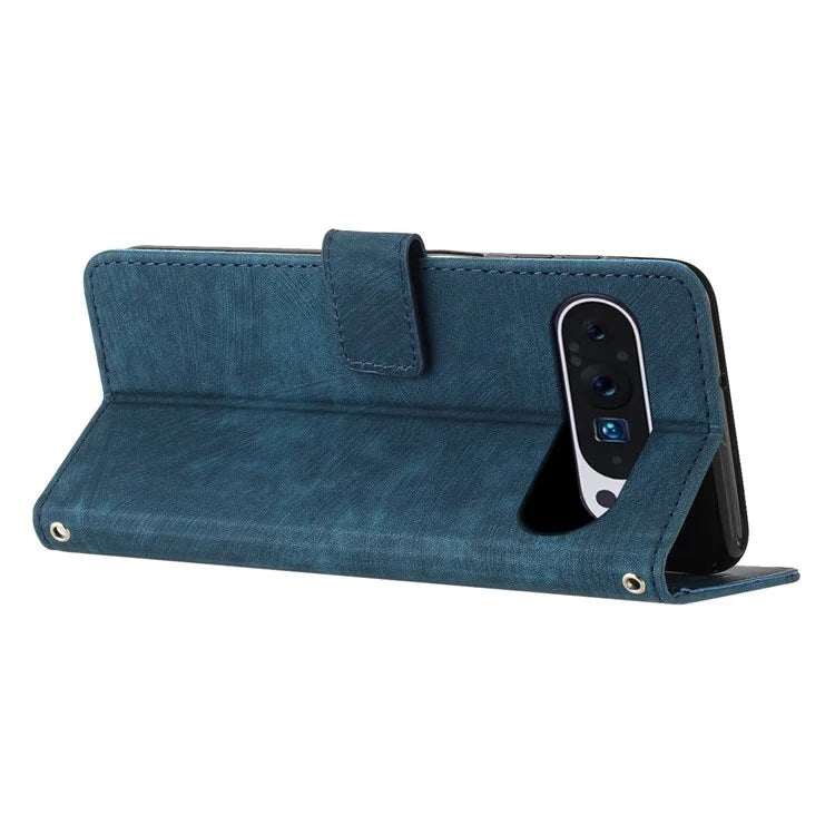 For Google Pixel 9 / Pixel 9 Pro Case Lines Leather Skin-Touch Phone Cover Stand Function
