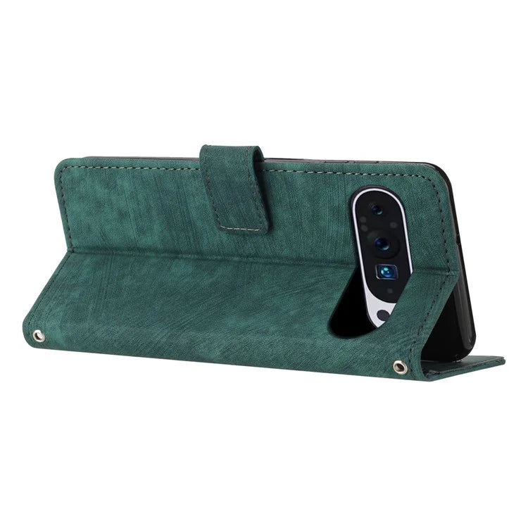 For Google Pixel 9 / Pixel 9 Pro Case Lines Leather Skin-Touch Phone Cover Stand Function