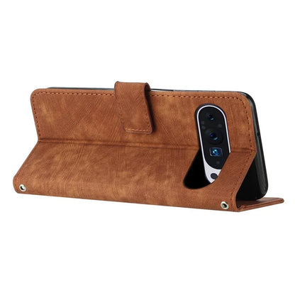 For Google Pixel 9 / Pixel 9 Pro Case Lines Leather Skin-Touch Phone Cover Stand Function