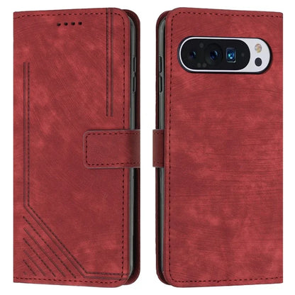 For Google Pixel 9 / Pixel 9 Pro Case Lines Leather Skin-Touch Phone Cover Stand Function
