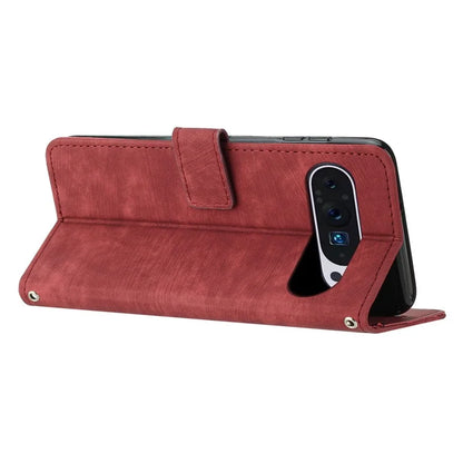 For Google Pixel 9 / Pixel 9 Pro Case Lines Leather Skin-Touch Phone Cover Stand Function
