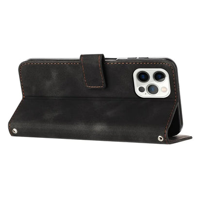 For iPhone 16 Pro Max Case Triangle Pattern PU Leather Phone Cover with Wrist Strap