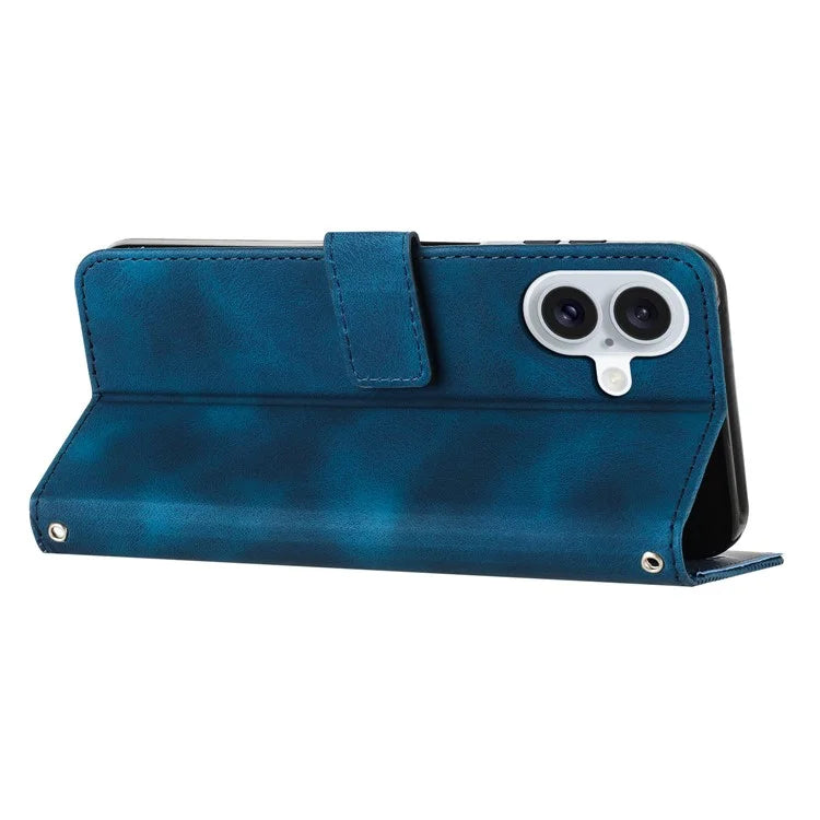 For iPhone 16 Plus Case Triangle Pattern Leather Wallet Flip Phone Cover Handbag