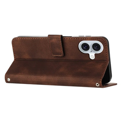 For iPhone 16 Plus Case Triangle Pattern Leather Wallet Flip Phone Cover Handbag