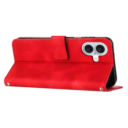 For iPhone 16 Plus Case Triangle Pattern Leather Wallet Flip Phone Cover Handbag