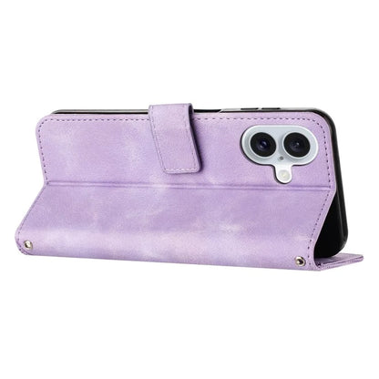 For iPhone 16 Plus Case Triangle Pattern Leather Wallet Flip Phone Cover Handbag