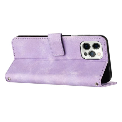 For iPhone 16 Pro Case Triangle Pattern Leather Phone Cover with Hand Strap Card Slots