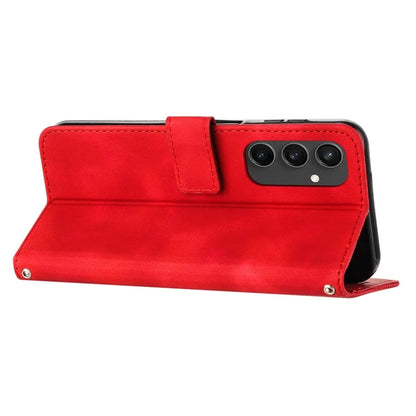 For Samsung Galaxy S24 FE Case Triangle Pattern Leather Phone Cover 3 Card Holder with Strap