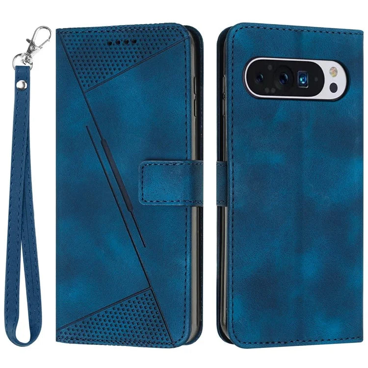 For Google Pixel 9 / Pixel 9 Pro Phone Case Purse  Triangle Pattern Leather Handbag Phone Cover
