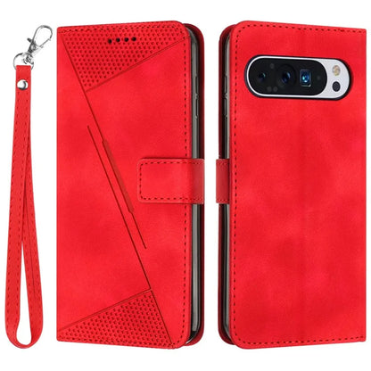 For Google Pixel 9 / Pixel 9 Pro Phone Case Purse  Triangle Pattern Leather Handbag Phone Cover