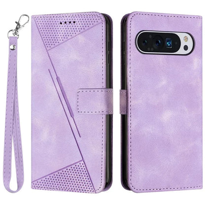 For Google Pixel 9 / Pixel 9 Pro Phone Case Purse  Triangle Pattern Leather Handbag Phone Cover