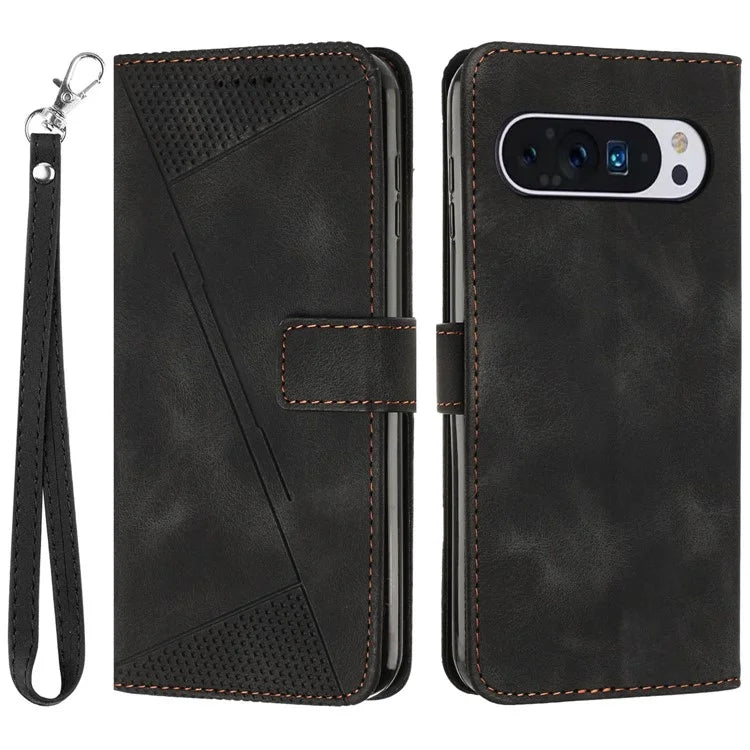 For Google Pixel 9 / Pixel 9 Pro Phone Case Purse  Triangle Pattern Leather Handbag Phone Cover