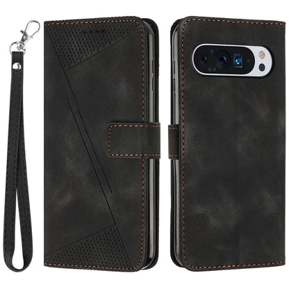 For Google Pixel 9 / Pixel 9 Pro Phone Case Purse  Triangle Pattern Leather Handbag Phone Cover