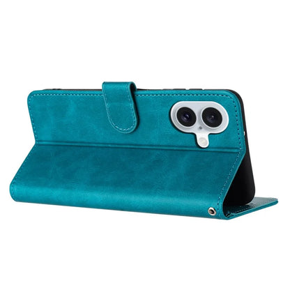 For iPhone 16 Plus Case PU Leather Flip Phone Cover Calf Texture Handbag
