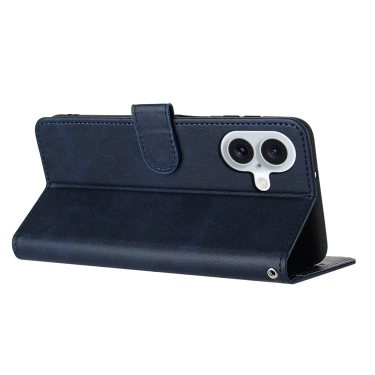 For iPhone 16 Plus Case PU Leather Flip Phone Cover Calf Texture Handbag