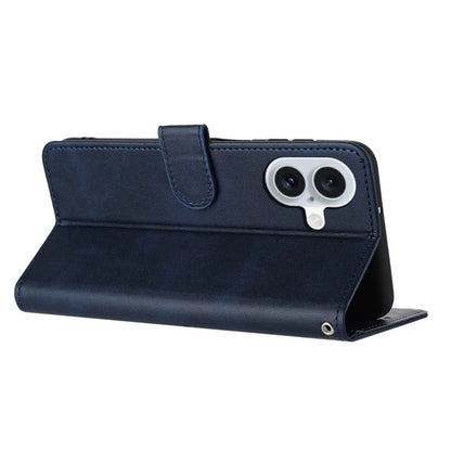 For iPhone 16 Plus Case PU Leather Flip Phone Cover Calf Texture Handbag
