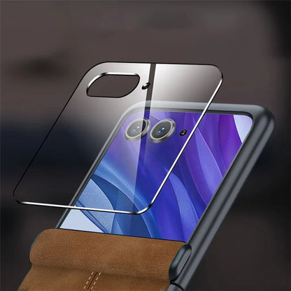 For Motorola Razr 50 Ultra 5G Case Leather Hard PC Phone Cover with Rear Screen Film / Hinge