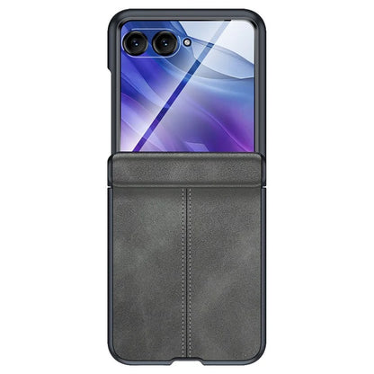 For Motorola Razr 50 Ultra 5G Case Leather Hard PC Phone Cover with Rear Screen Film / Hinge
