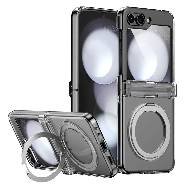For Samsung Galaxy Z Flip5 5G Case Rotary Magnetic Kickstand PC+TPU Phone Cover