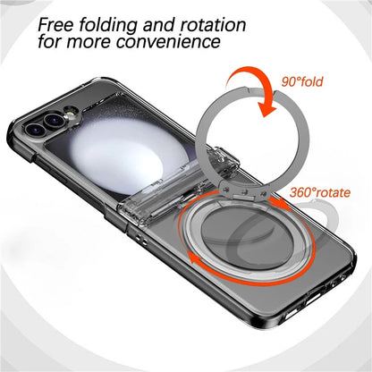 For Samsung Galaxy Z Flip5 5G Case Rotary Magnetic Kickstand PC+TPU Phone Cover