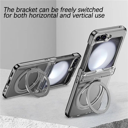 For Samsung Galaxy Z Flip5 5G Case Rotary Magnetic Kickstand PC+TPU Phone Cover