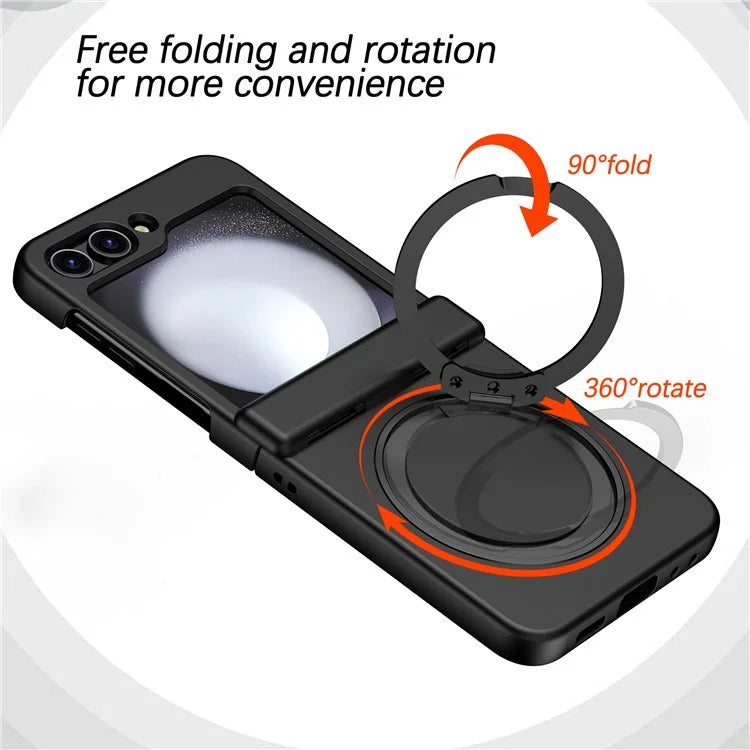 For Samsung Galaxy Z Flip5 5G Case Rotary Magnetic Kickstand PC+TPU Phone Cover
