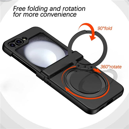 For Samsung Galaxy Z Flip5 5G Case Rotary Magnetic Kickstand PC+TPU Phone Cover