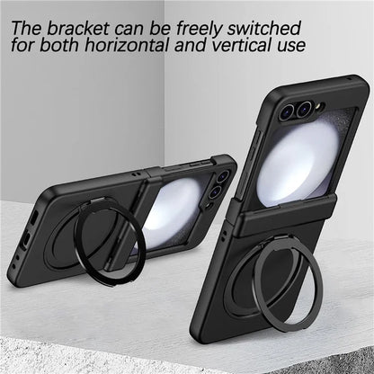 For Samsung Galaxy Z Flip5 5G Case Rotary Magnetic Kickstand PC+TPU Phone Cover