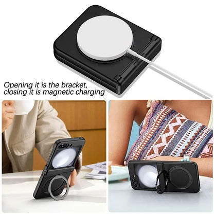 For Samsung Galaxy Z Flip5 5G Case Rotary Magnetic Kickstand PC+TPU Phone Cover