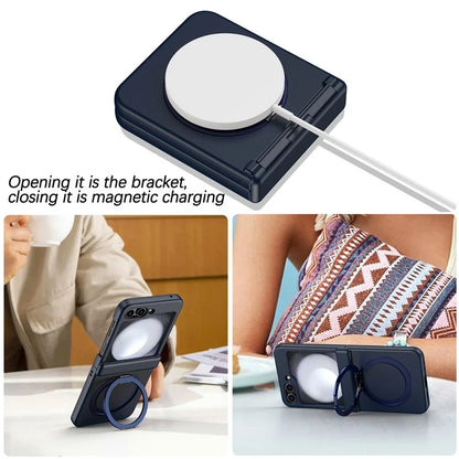 For Samsung Galaxy Z Flip5 5G Case Rotary Magnetic Kickstand PC+TPU Phone Cover
